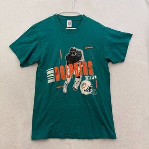 Vintage Miami Dolphins T Shirt Mens M Blue NFL American Football 7 Logo